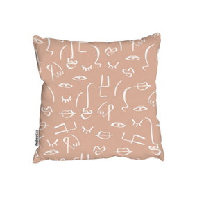 Line Drawing Abstract Faces (Cushion) / 60cm x 60cm