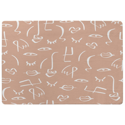 Line Drawing Abstract Faces Designer Special Soft Home Rug