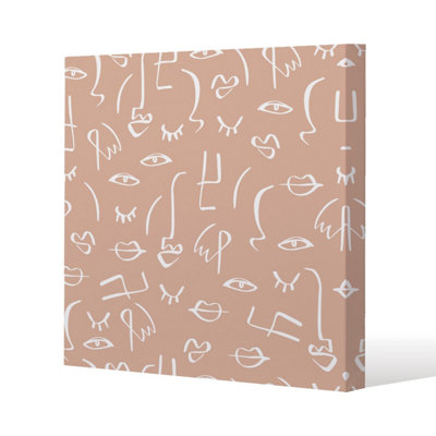 line drawing abstract faces Slim Style Canvas Print 90x90cm , 15mm Slim ...