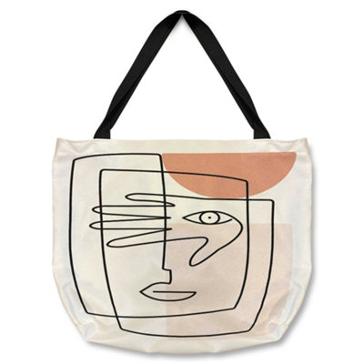 line drawing of face and hand Designer Tote bat Designer Style