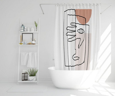 line drawing of face and hand (Shower Curtain) / Default Title Price Comparisons | Compare The Build