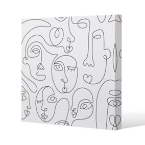 line drawing of faces (Canvas Print) / 101 x 101 x 4cm