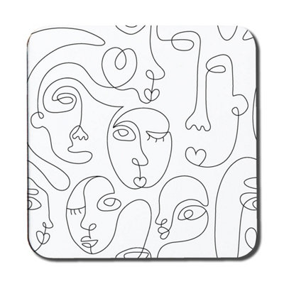 line drawing of faces (Coaster) / Default Title