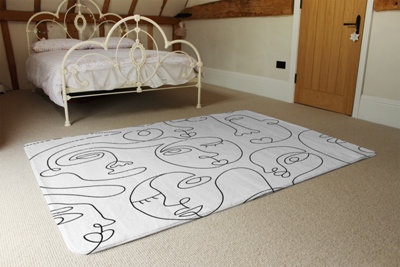 Line Drawing Of Faces Designer Special Soft Home Rug