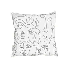 Line Drawing Of Faces (Outdoor Cushion) / 60cm x 60cm