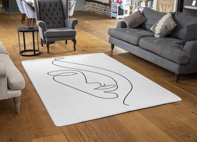 Line Face Drawing Designer Special Soft Home Rug