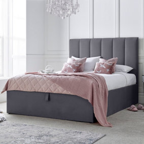 Linea Grey Upholstered Ottoman - Double Bed Frame Only