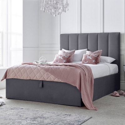 Linea Grey Upholstered Ottoman - King Size Bed Frame Only