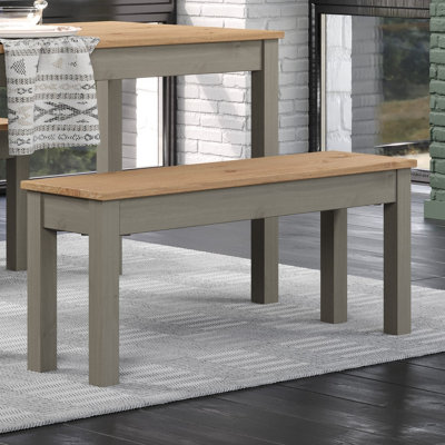 Linea linea bench for 1200mm table, grey wax finish with antique wax seat