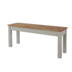 Linea linea bench for 1200mm table, grey wax finish with antique wax seat