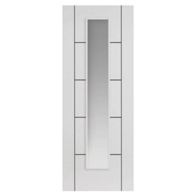 Linea Painted White Glass Internal Door