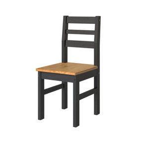 Linea pine black ladder back chair (pair)