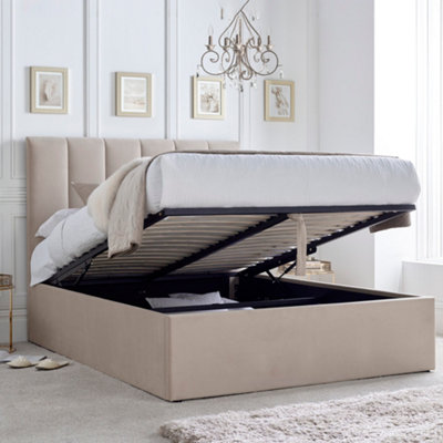 Linea Stone Upholstered Ottoman - Double Bed Frame Only