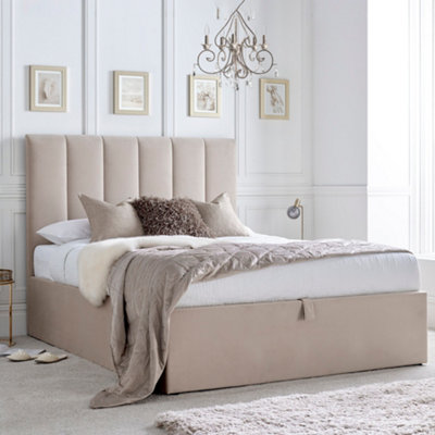Linea Stone Upholstered Ottoman King Size Bed Frame Only
