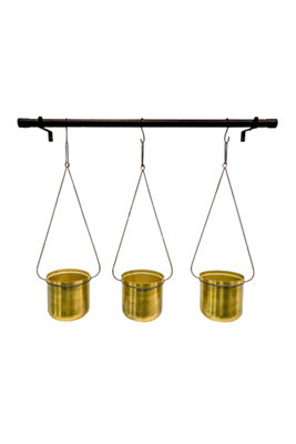Linear Hanging Planters 81CM Black and Gold