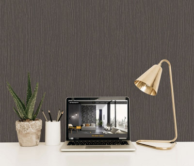 Linear Metallic High Quality Vinyl Wallpaper in Mocha