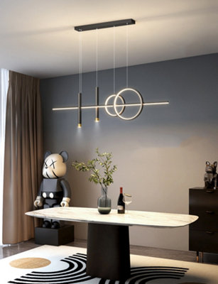 Linear Pendant Light LED Black Modern Lighting Kitchen Island Linear