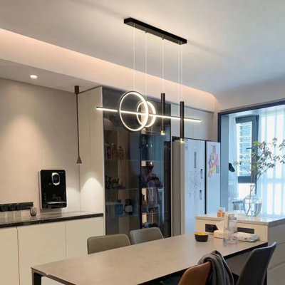 Linear Pendant Light LED Black Modern Lighting Kitchen Island Linear
