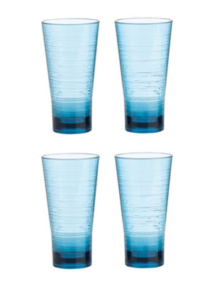 Linear Plastic Hi Ball Glasses Blue Set of 4