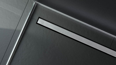Linear shower drain channel in Silver Brushed stainless steel
