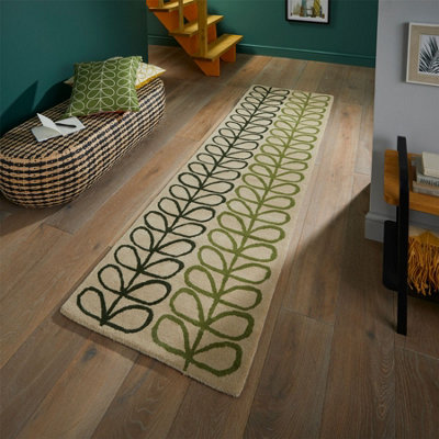 Linear Stem Ombre Runner Rugs 061107 in Basil By Orla Kiely - 67x230cm