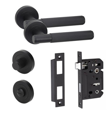 Linear T-Bar Bathroom Internal Door Handle Set Thumbturn and Mortise ...