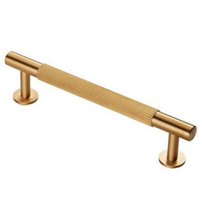 Lined Bar Door Pull Handle - 158mm x 13mm - 128mm Centres - Satin Brass