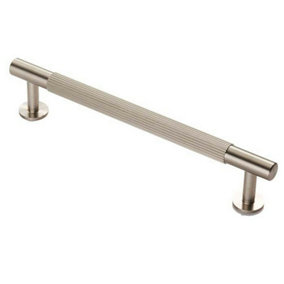 Lined Bar Door Pull Handle - 158mm x 13mm - 128mm Centres - Satin Nickel