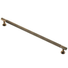 Lined Bar Door Pull Handle - 274mm x 13mm - 224mm Centres - Antique Brass