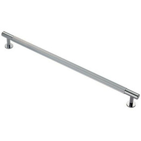 Lined Bar Door Pull Handle - 274mm x 13mm - 224mm Centres - Polished Chrome