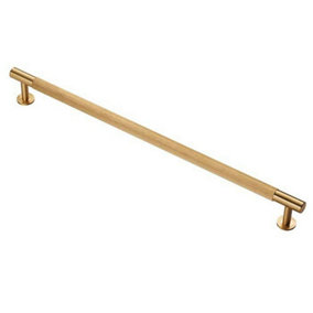 Lined Bar Door Pull Handle - 274mm x 13mm - 224mm Centres - Satin Brass