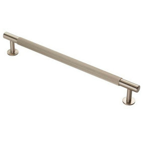 Lined Bar Door Pull Handle - 274mm x 13mm - 224mm Centres - Satin Nickel