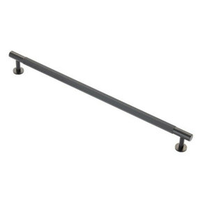 Lined Bar Door Pull Handle - 370mm x 13mm - 320mm Centres - Matt Black