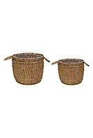 Lined Basket (Set of 2) - Seagrass - L35 x W35 x H30 cm - Natural