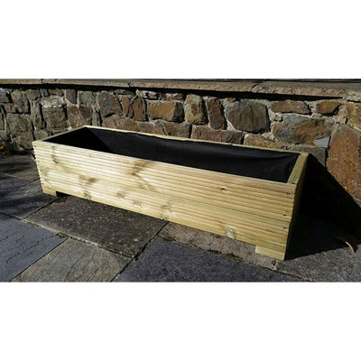 Lined Decking Garden Trough Planter 35cm wide x 33cm high - 100cm