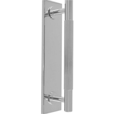 Lined Reeded Drawer Pull Handle & Matching Backplate Polished Chrome 168 x 40mm