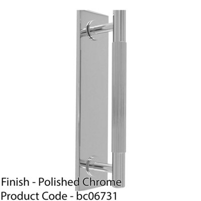 Lined Reeded Drawer Pull Handle & Matching Backplate Polished Chrome 200 x 40mm
