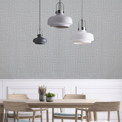 Linen Effect Textured Self Adhesive Grey Wallpaper 10 m