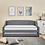 Linen Fabric Daybed Grey Sofa Bed With Underbed Trundle Living Room Bedroom Furniture Guest Day Bed Sofabed With 2 Mattresses