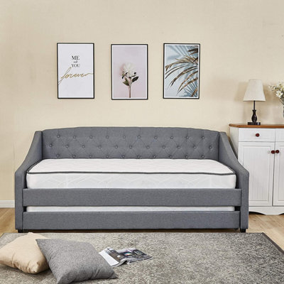 Gray upholstered daybed with deals trundle big lots