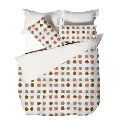 Linen House Haze King Duvet Cover Set, Cotton, Pink/Sand