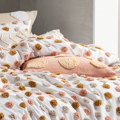 Linen House Haze Super King Duvet Cover Set, Cotton, Pink/Sand