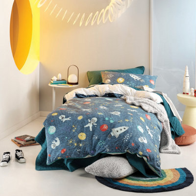 Linen House Kids Space Race Reversible 100% Cotton Duvet Cover Set