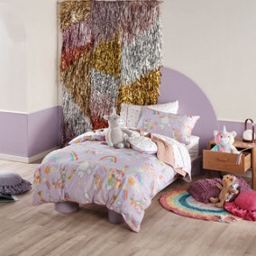 Linen House Kids Unicorniverse Double Duvet Cover Set, Cotton, Multi