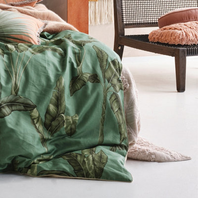 Linen House Livia Single Duvet Cover Set, Cotton, Green