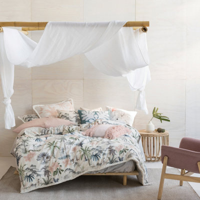 Linen House Luana Floral Fringed 100% Cotton Duvet Cover Set