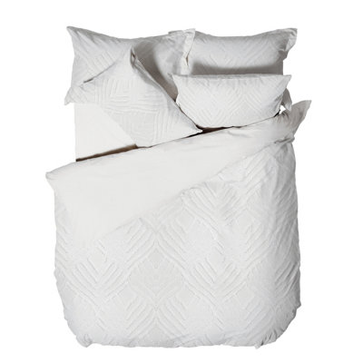Linen House Palm Springs Single Duvet Cover Set, Cotton, White