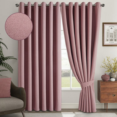 AMEHA Blackout Eyelet Curtains For Living Room Beige Ring Top