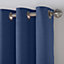 Linen Look Eyelet Ring Top Blackout Curtains Blue 161cm x 137cm