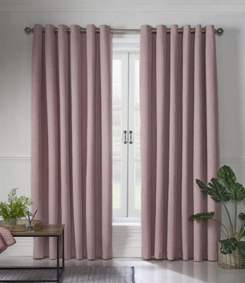 Linen Look Eyelet Ring Top Blackout Curtains Blush 161cm x 183cm